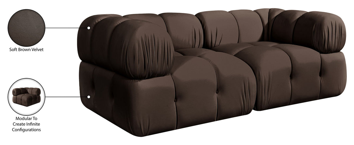 Orin - Velvet Performance Fabric Upholstered 2 Piece Modular Sofa (2 Corner Chairs)