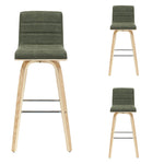 Vienna - 39.5" Swivel Bar Height Square Back Wood Bar Stool With Faux Leather Seat
