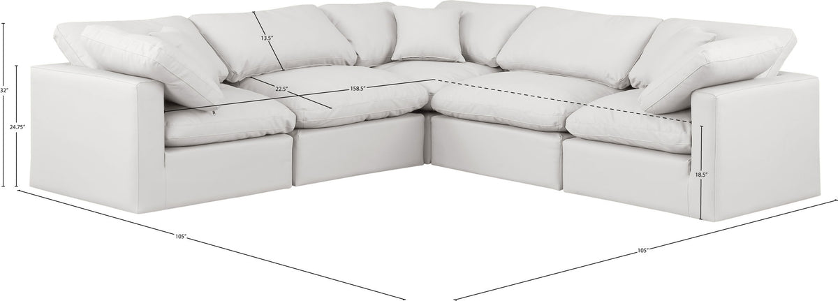 Indulge - Faux Leather 5 Piece Modular Corner Sectional