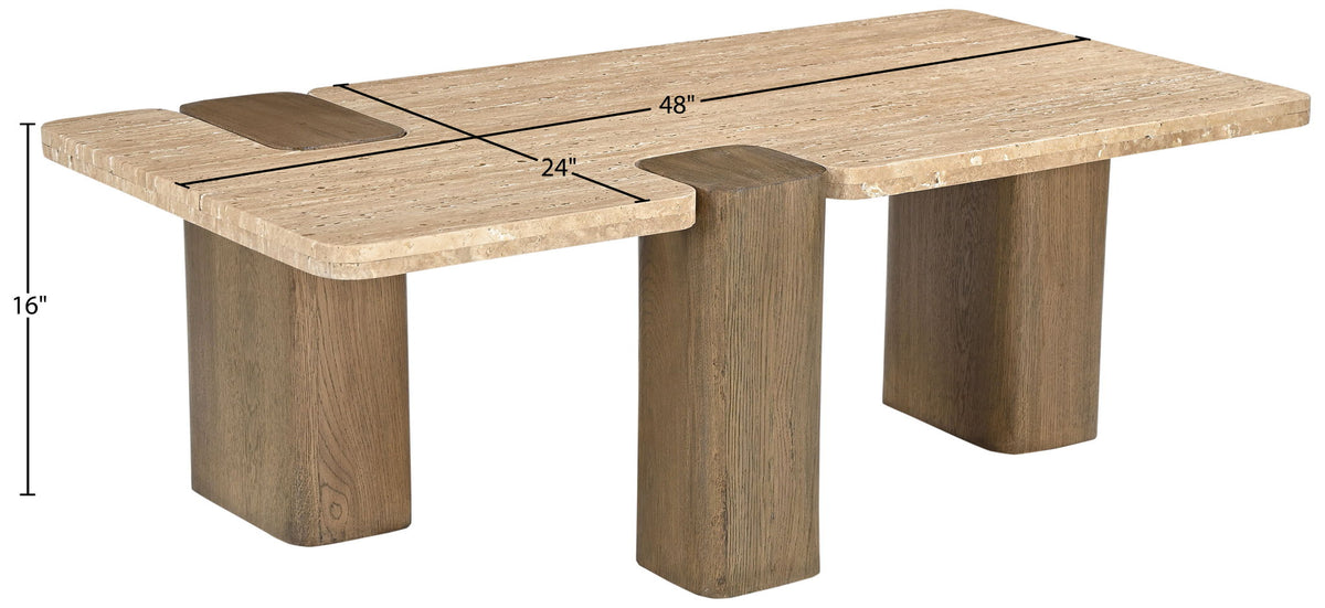 Ravenna - Genuine Fabric Travertine And Oak Wood Table