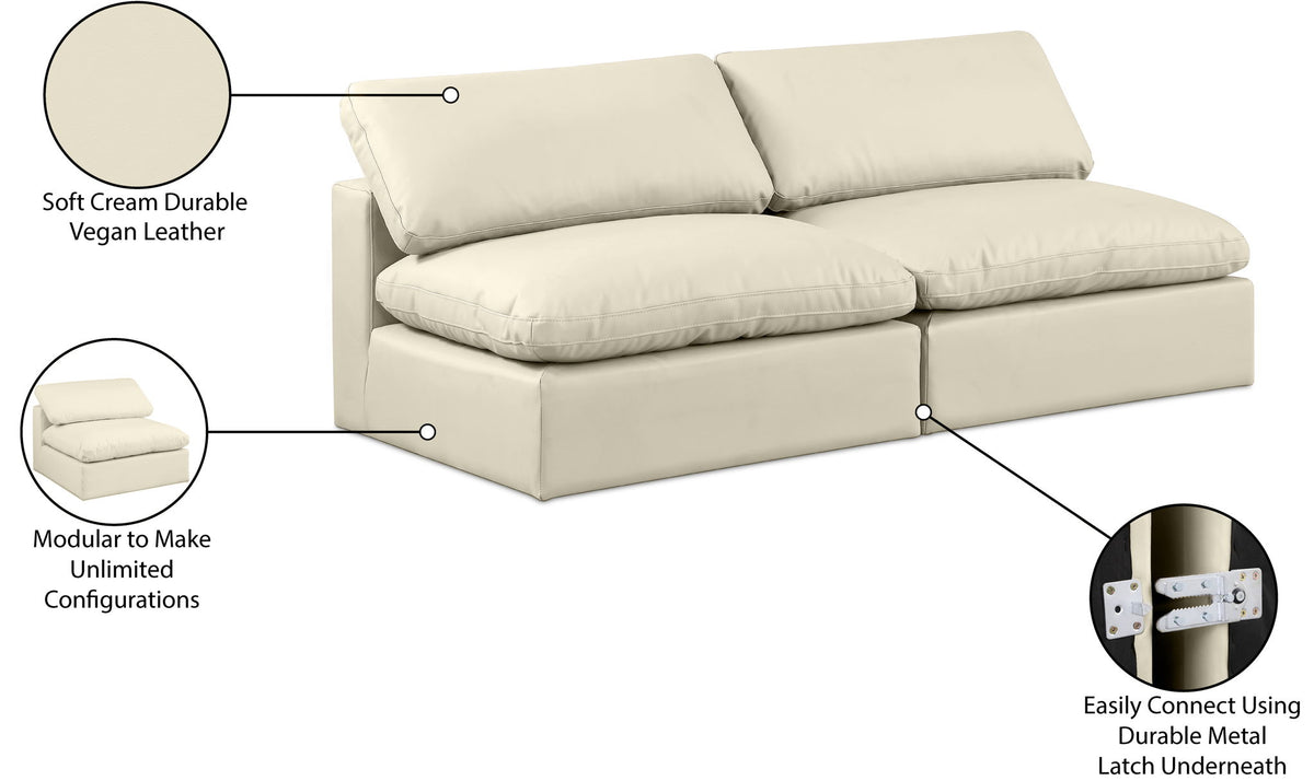 Comfy - Faux Leather Modular Armless Sofa 2 Seats