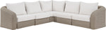 Seacrest - 123.25" Olefin Water Resistant Fabric And Wicker 5 Piece Outdoor Patio Modular Sectional