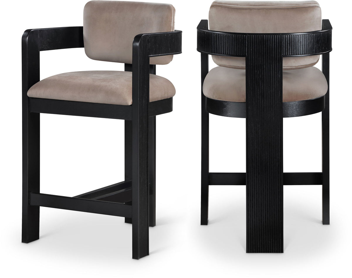 Sacha - Velvet Stool With Black Base