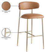 Lupita - Vegan Leather Upholstered Bar Stool With Brushed Gold Frame (Set of 2)