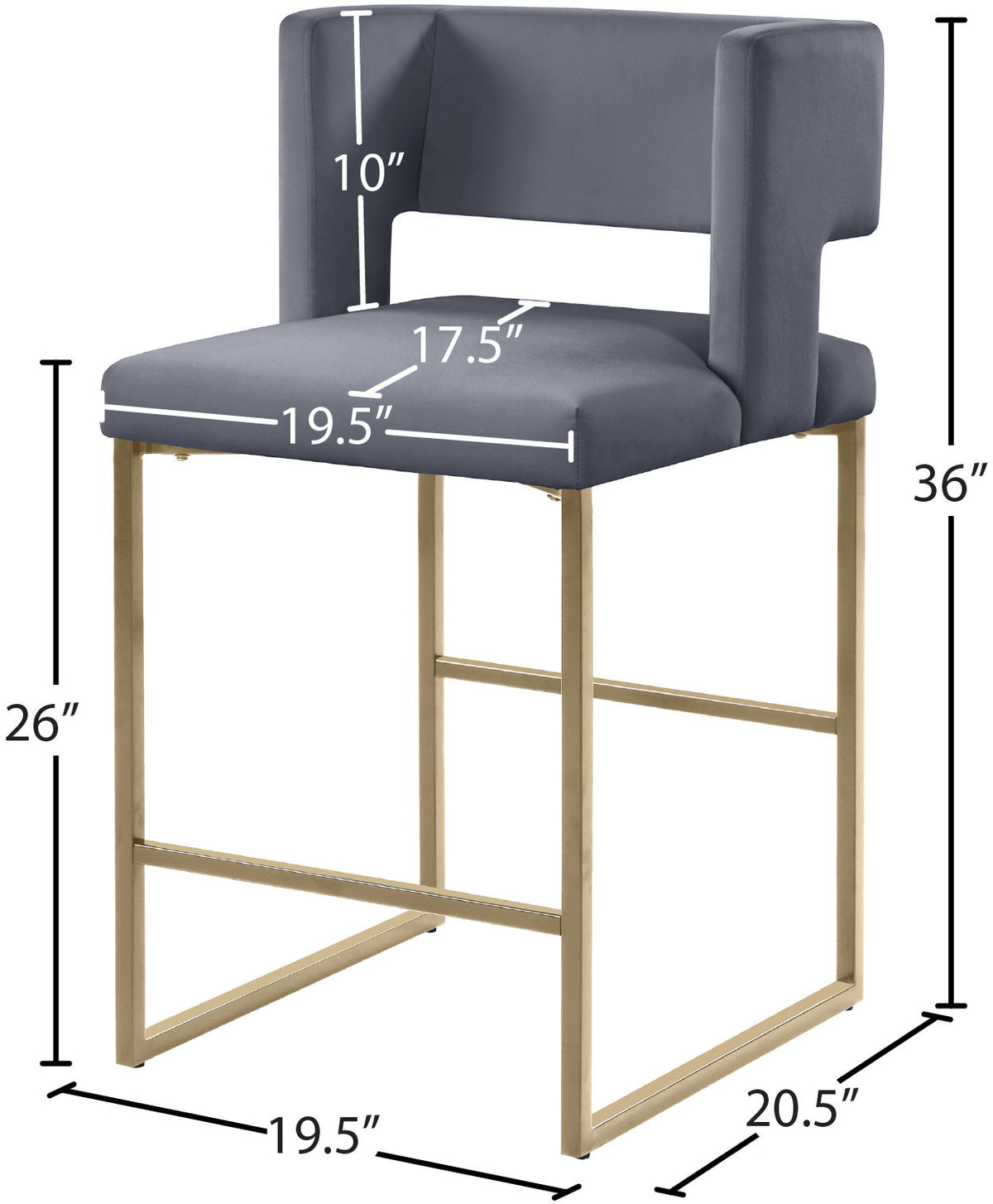 Caleb - Counter Stool with Gold Legs (Set of 2)