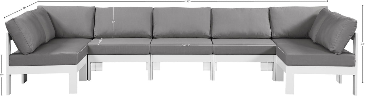 Nizuc - Outdoor Patio 7 Piece Modular Sectional With White Frame