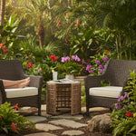 Driftbay - Rattan Round Outdoor Side Table With Sintered Stone Table Top - Natural