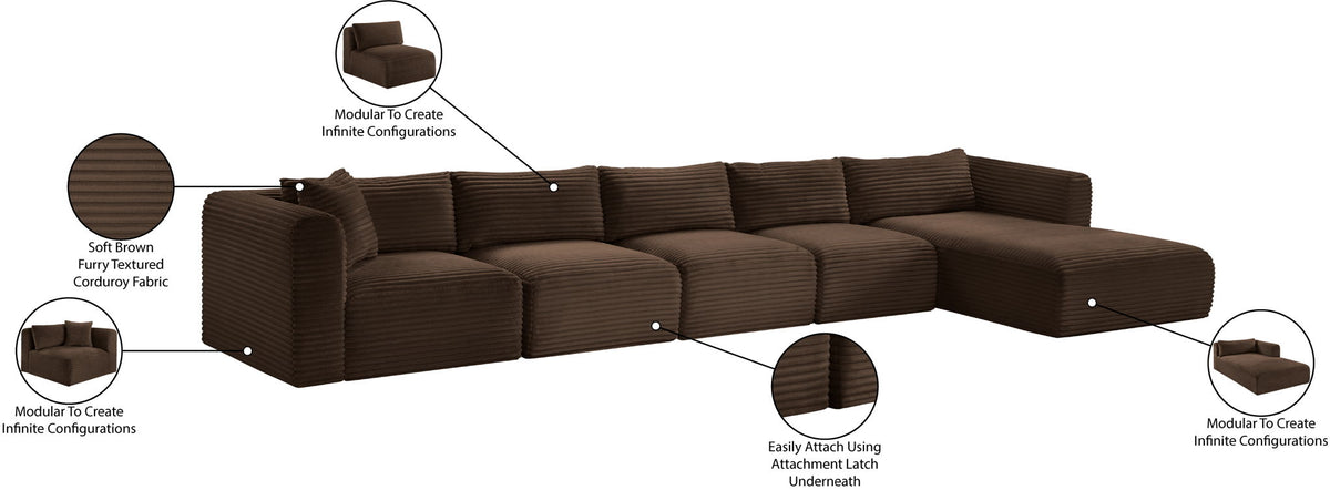 Shaggy - 5 Piece Modular Sectional With Chaise