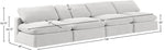Comfy - Velvet Modular Armless Sofa 4 Seats