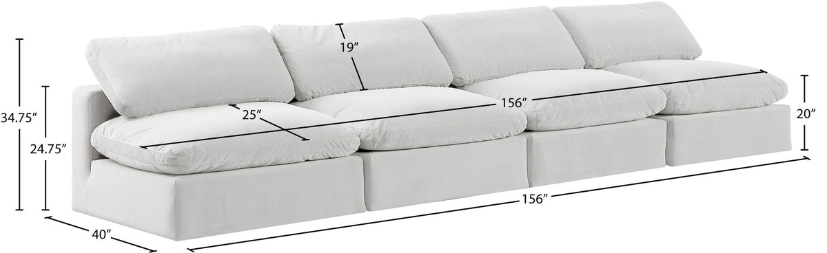 Comfy - Velvet Modular Armless Sofa 4 Seats