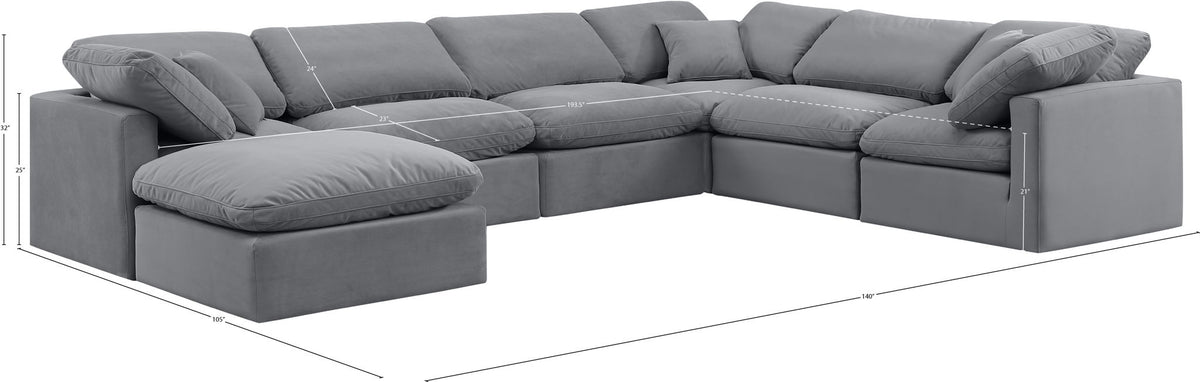 Indulge - Velvet 7 Piece Modular Sectional