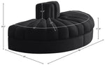 Rummi - Velvet Performance Fabric Upholstered 2 Piece  Rounded Modular Loveseat