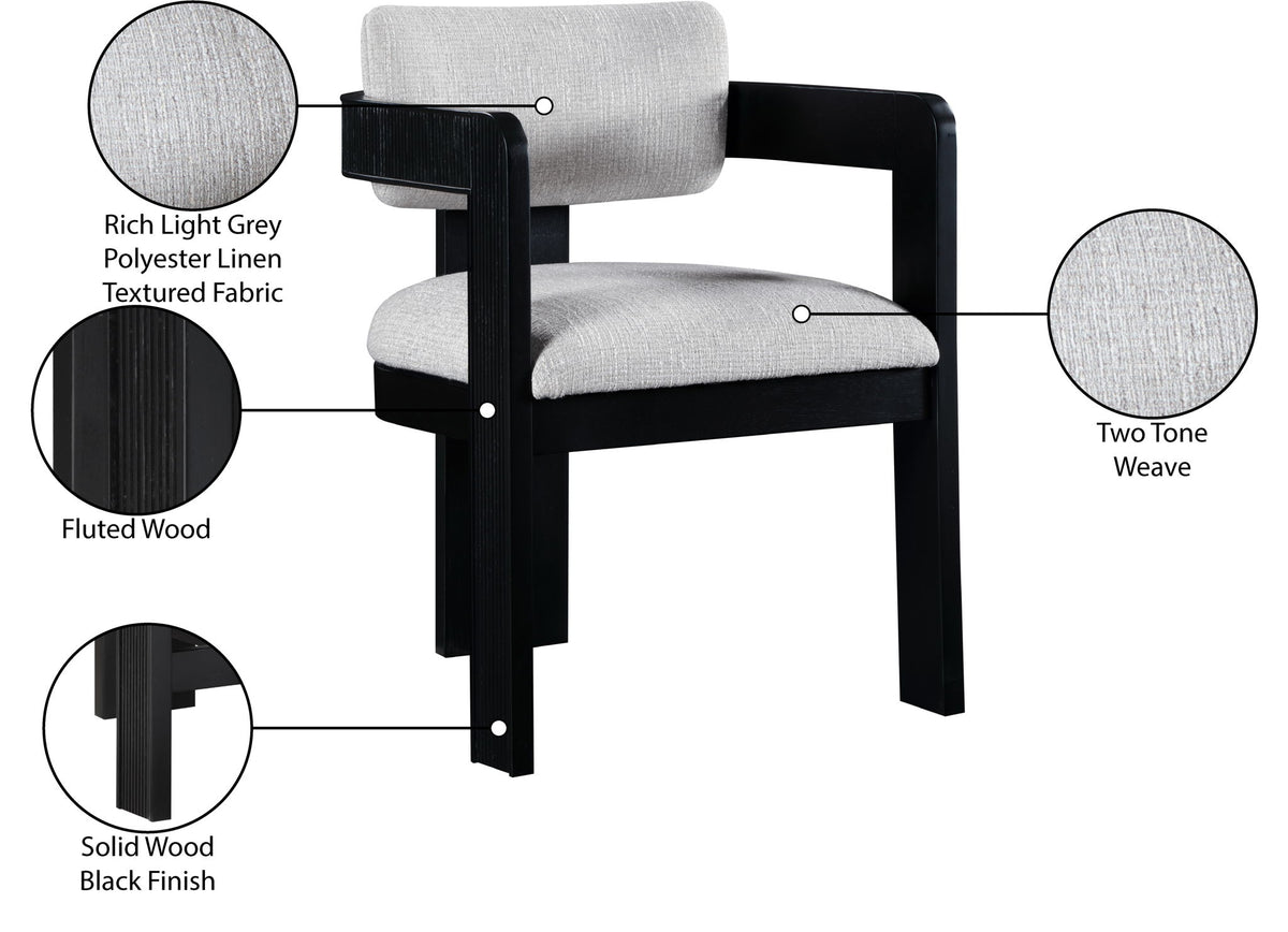 Sacha - Linen Dining Chair With Black Base (Set of 2)