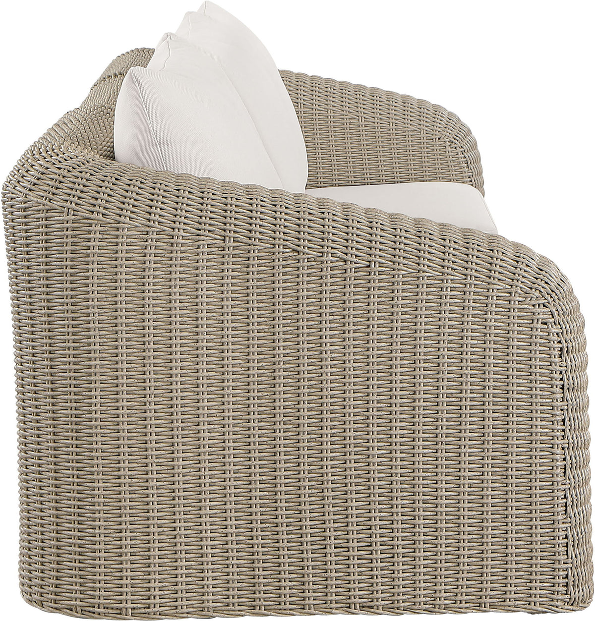 Seacrest - Olefin Water Resistant Fabric And Wicker 3 Piece Outdoor Patio Modular Sofa
