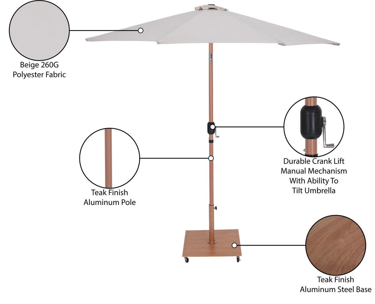 Fiji - Aluminum Patio Umbrella With Square Teak Base