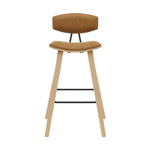 Fox - Bar Height Curved Back Wood Bar Stool With Faux Leather Seat