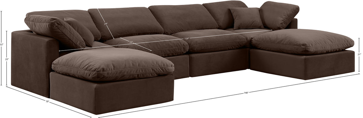 Indulge - Velvet 6 Piece Modular Double Chaise Sectional
