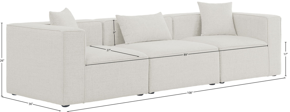 Cube - Linen Modular 3 Seat Sofa