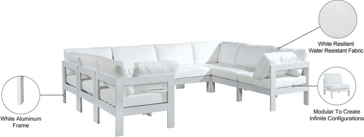 Nizuc - Outdoor Patio 8 Piece Modular Sectional With White Frame