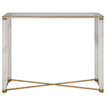 White - Pillar Console Table - Brass / White