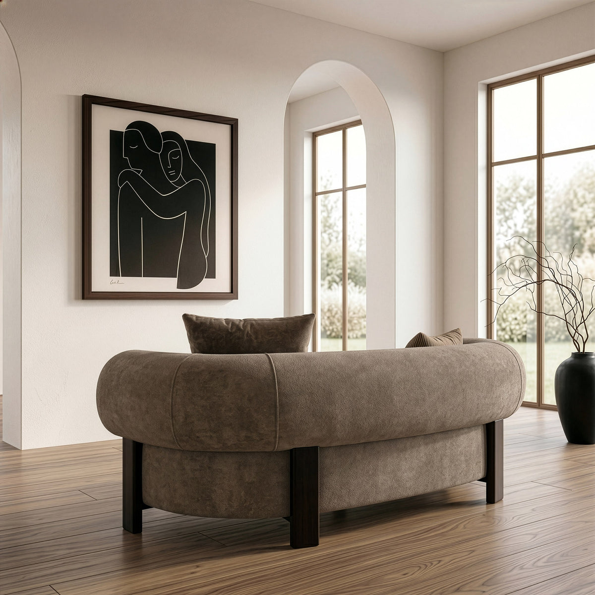 Arnaud - Modern Tan Fabric + Brown Oak Loveseat Sofa by VIG Furniture - View 10