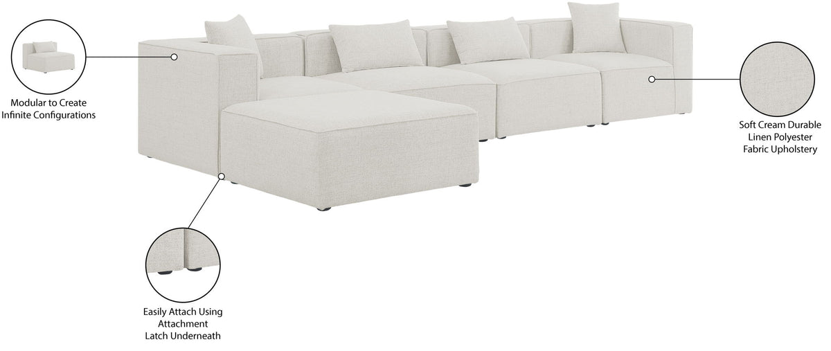 Cube - Linen 5 Piece Modular Sectional With Chaise