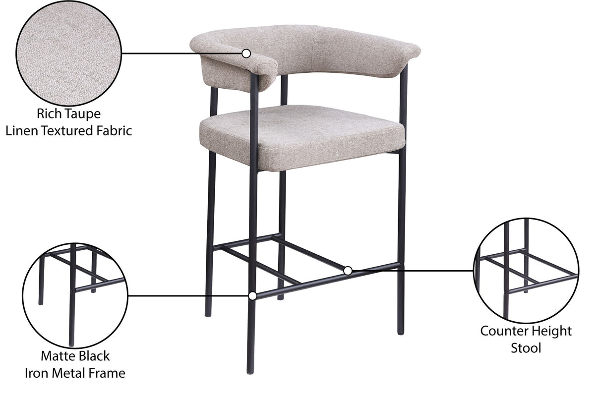 Malin - Linen Counter Stool (Set of 2) - Taupe