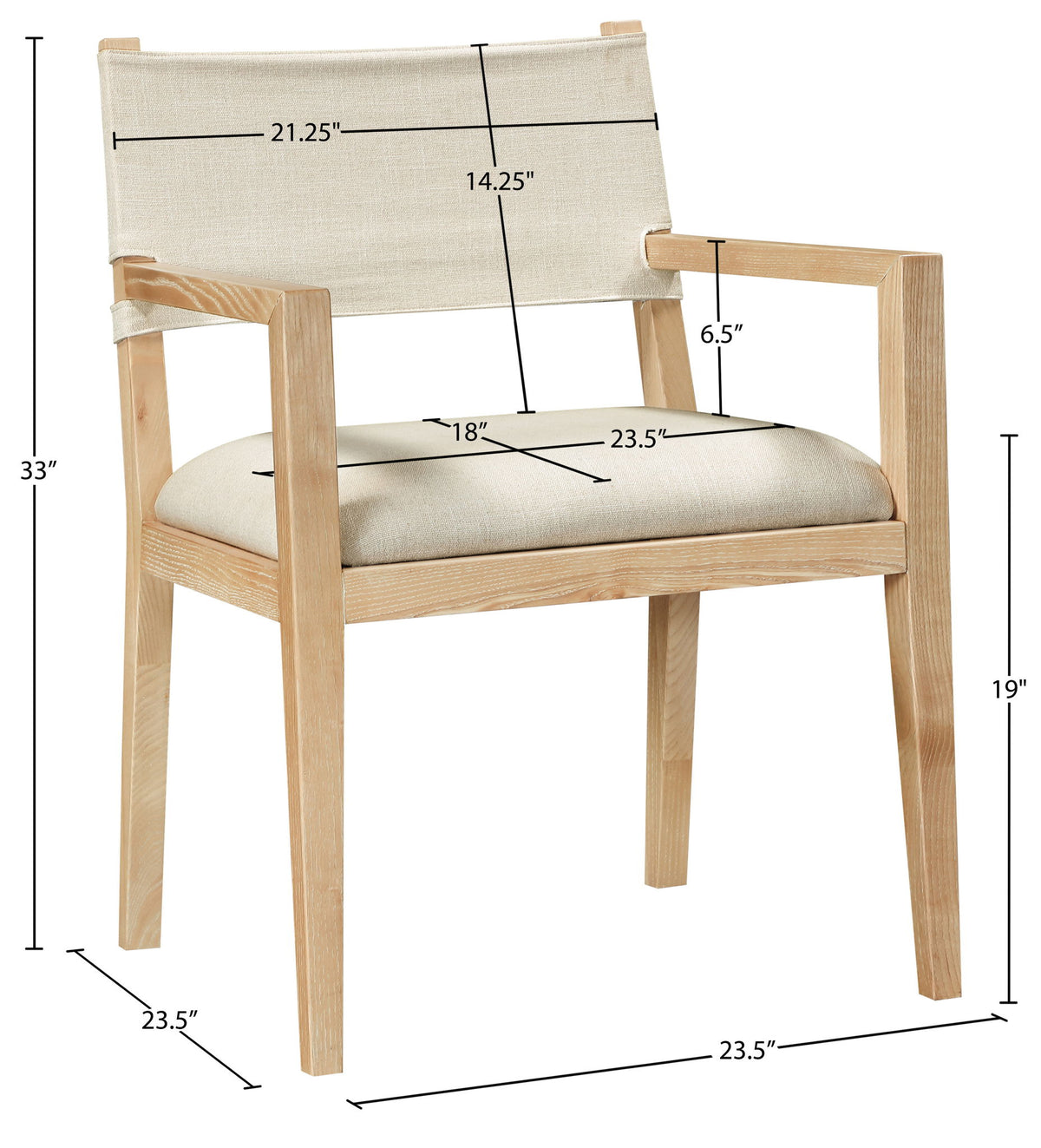 Avon - Linen Textured Performance Fabric Upholstered Dining Arm Chair