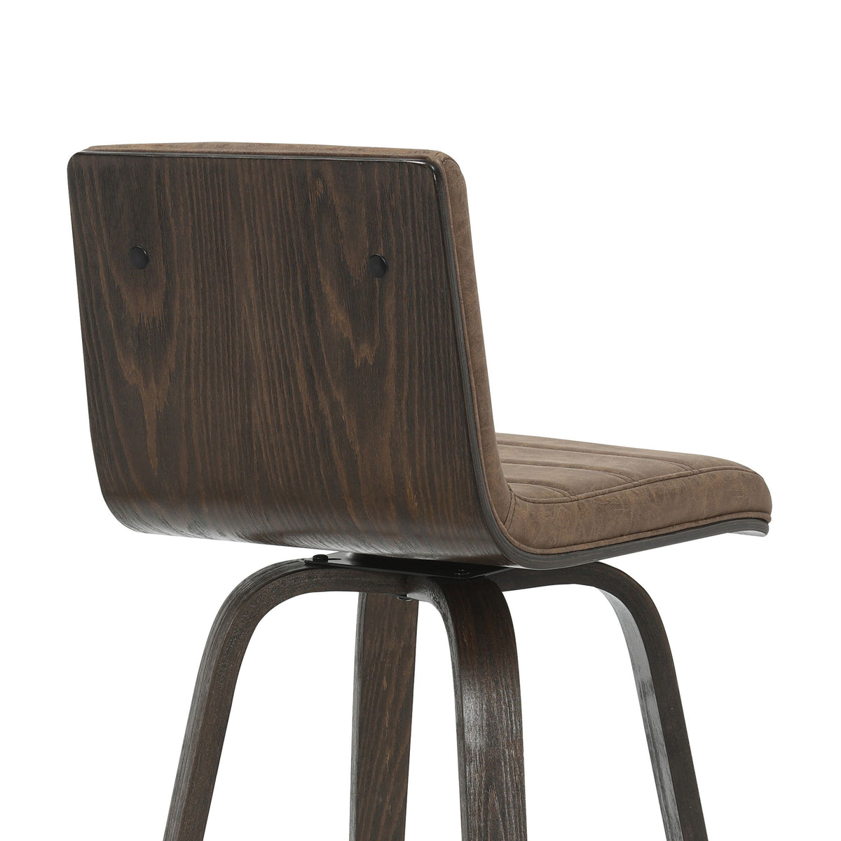 Vienna - 39.5" Swivel Bar Height Square Back Wood Bar Stool With Faux Leather Seat
