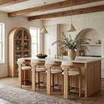 Cedra - Velvet Performance Fabric Upholstered Counter Stool - Natural Frame