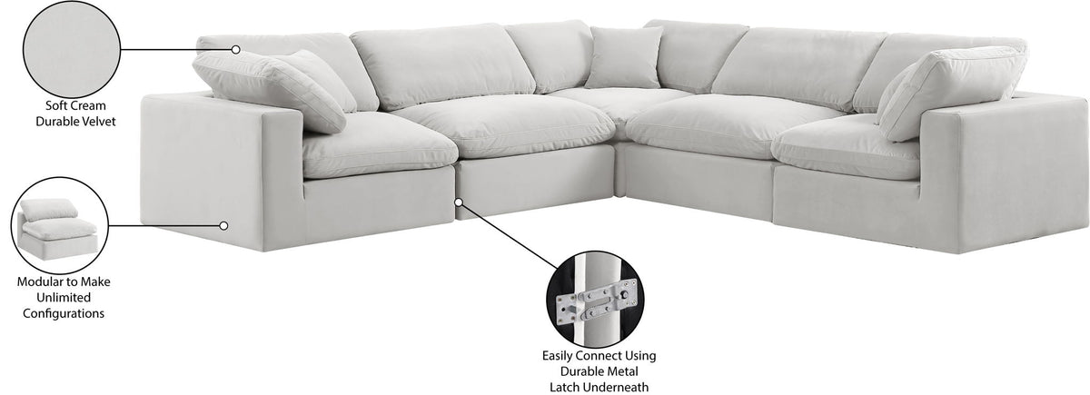 Comfy - 5 Piece Velvet Modular Corner Sectional