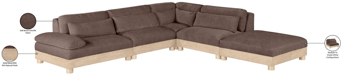 Turin - Chenille Fabric Upholstered Modular Sectional - Brown