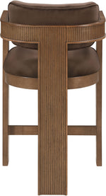 Sacha - Velvet Stool With Brown Base