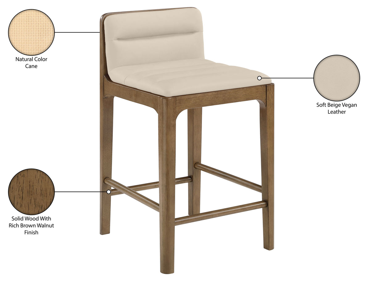 Ellis - Vegan Leather Upholstered Counter Stool (Set of 2) - Brown Base