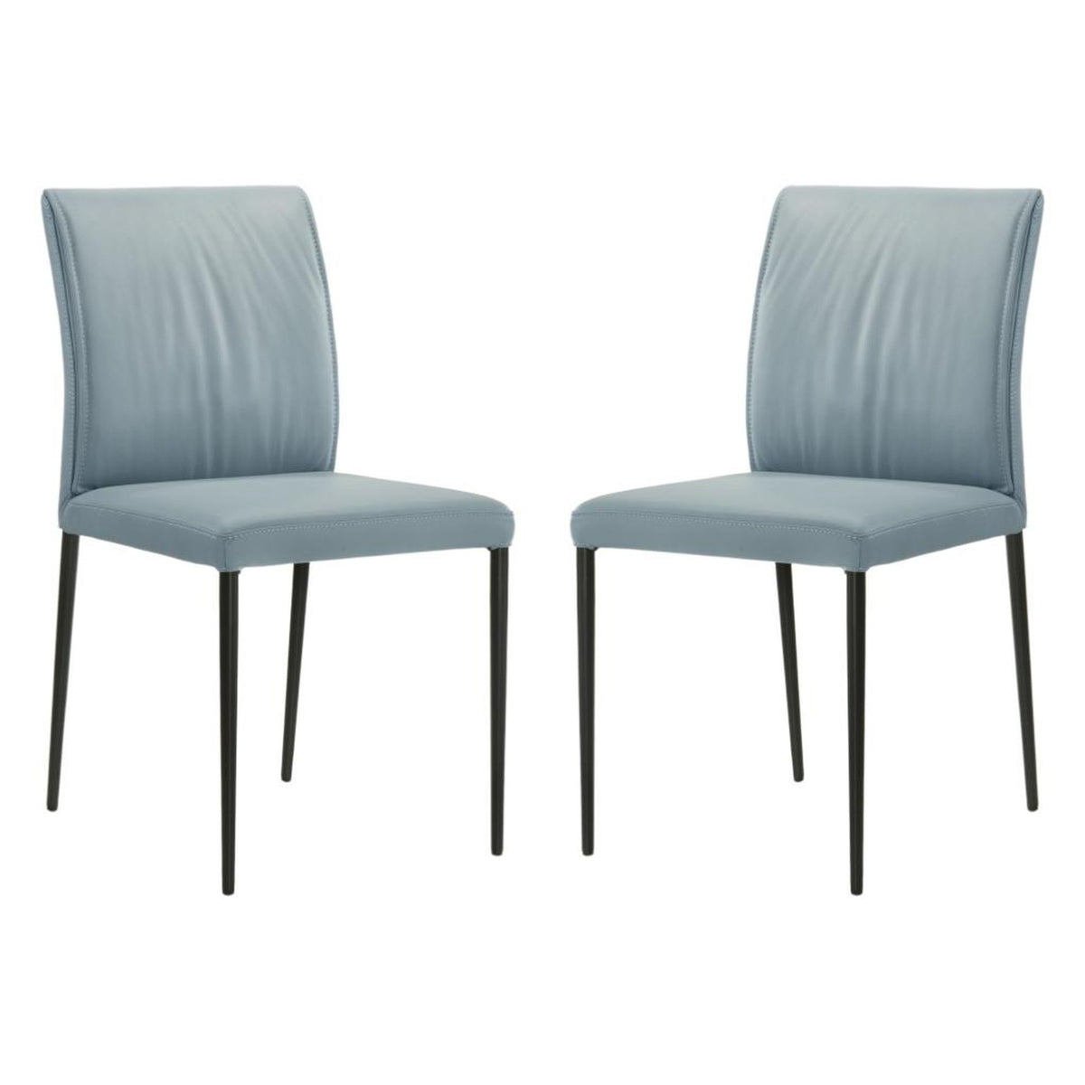 Meriam - Full Back Top Grain Leather Upholstered Metal Dining Chairs (Set of 2)