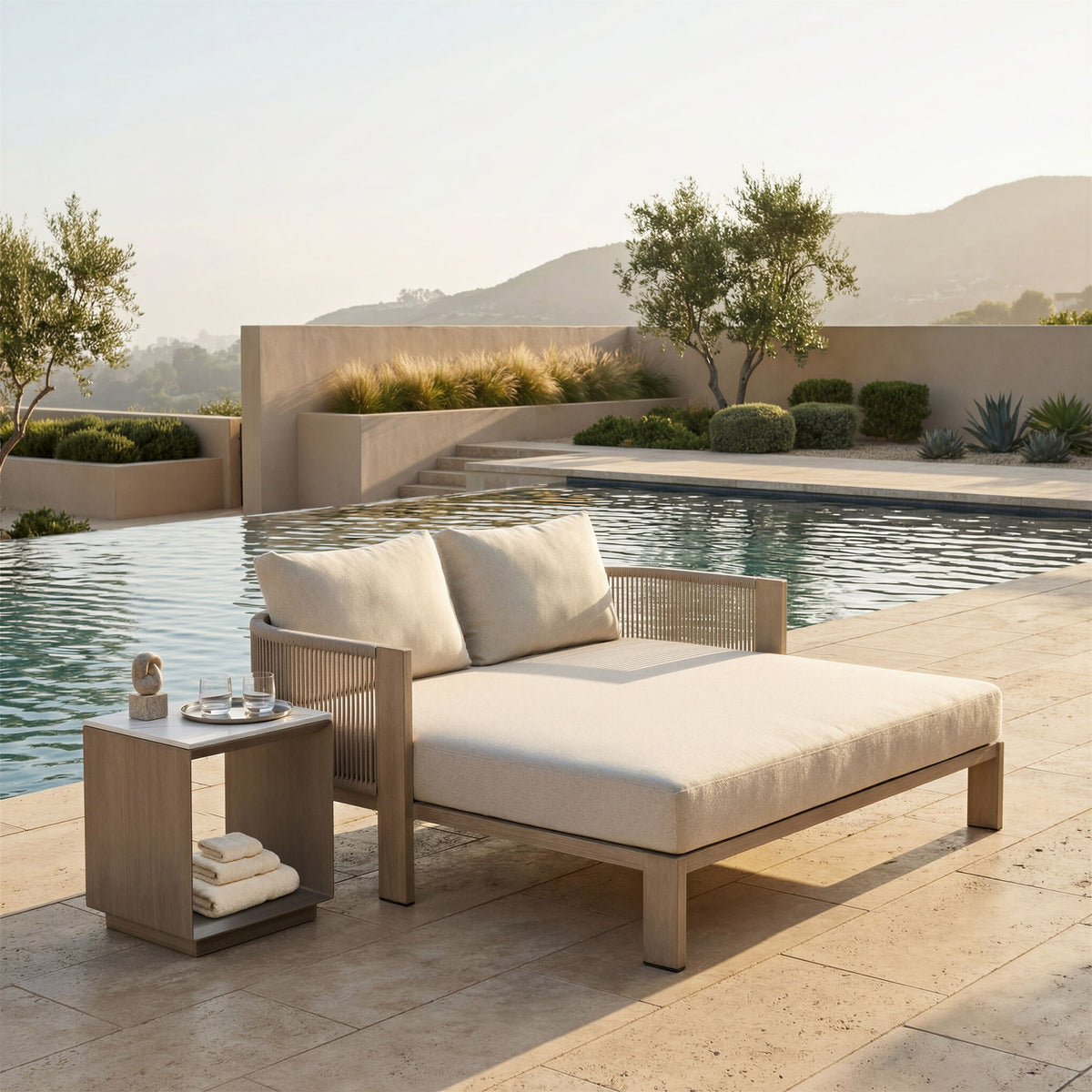 Tidecrest - Side Table - White / Light Brown