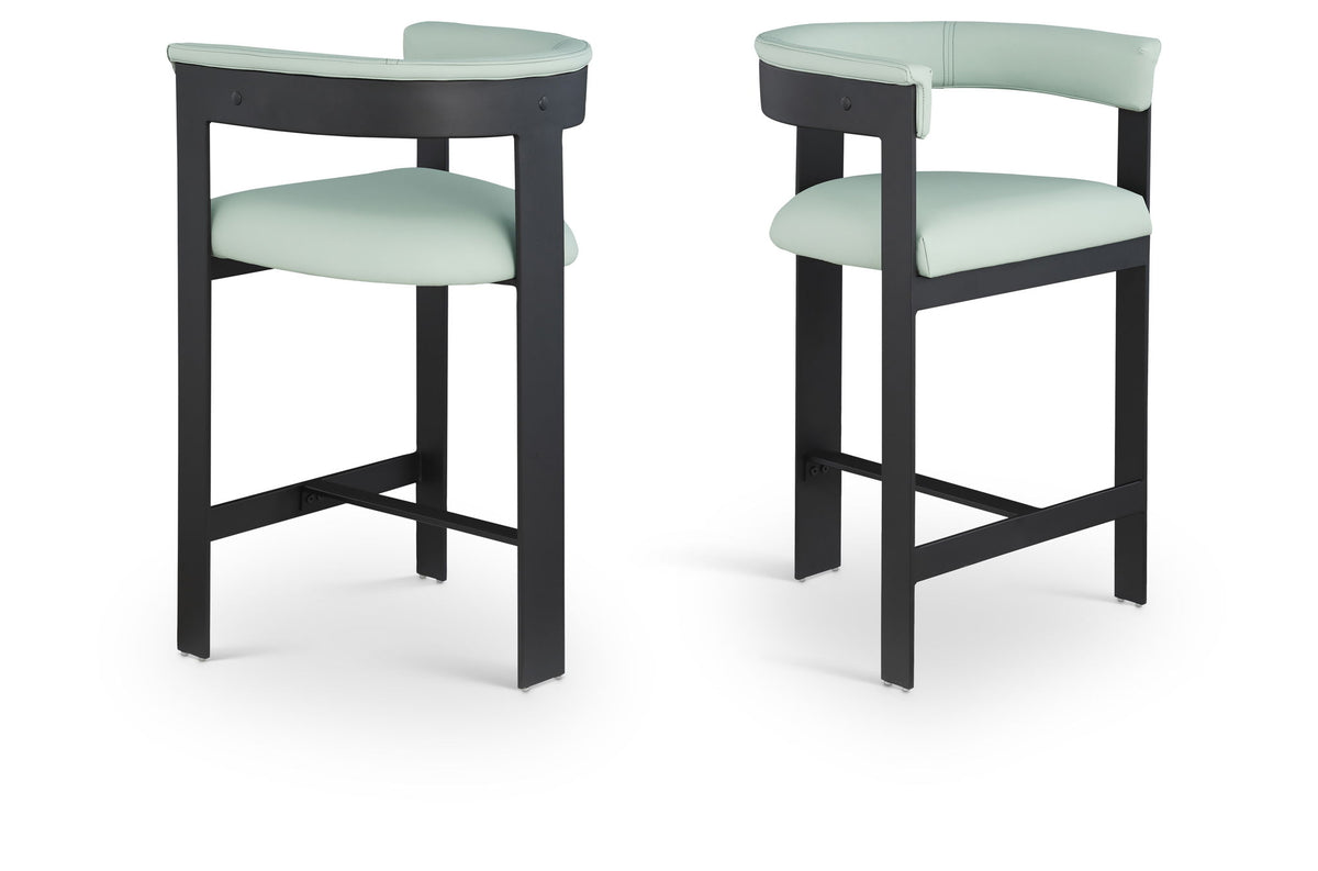 Romeo - Faux Leather Counter Stool With Black Base (Set of 2)