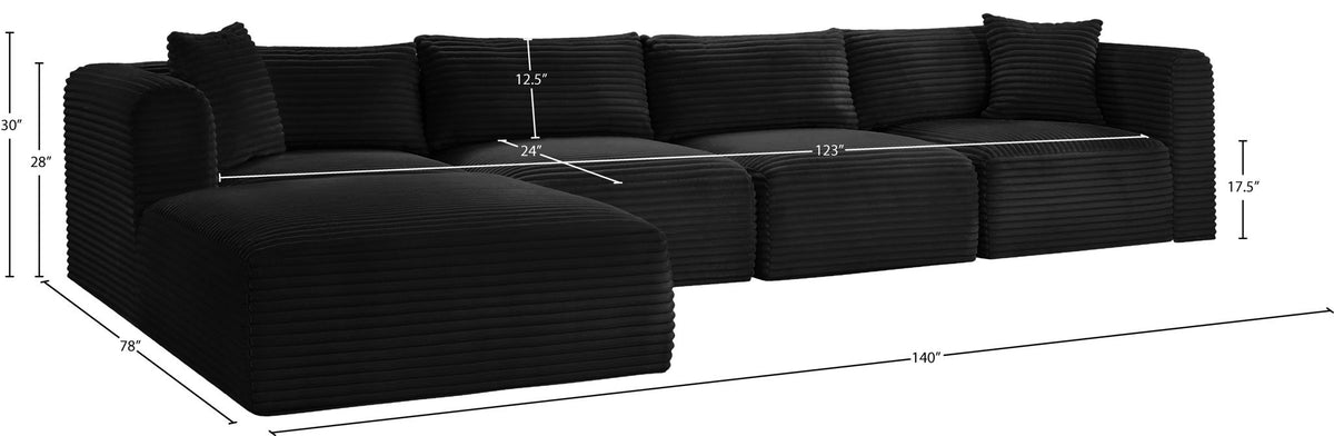 Shaggy - 5 Piece Modular Sectional With Ottoman