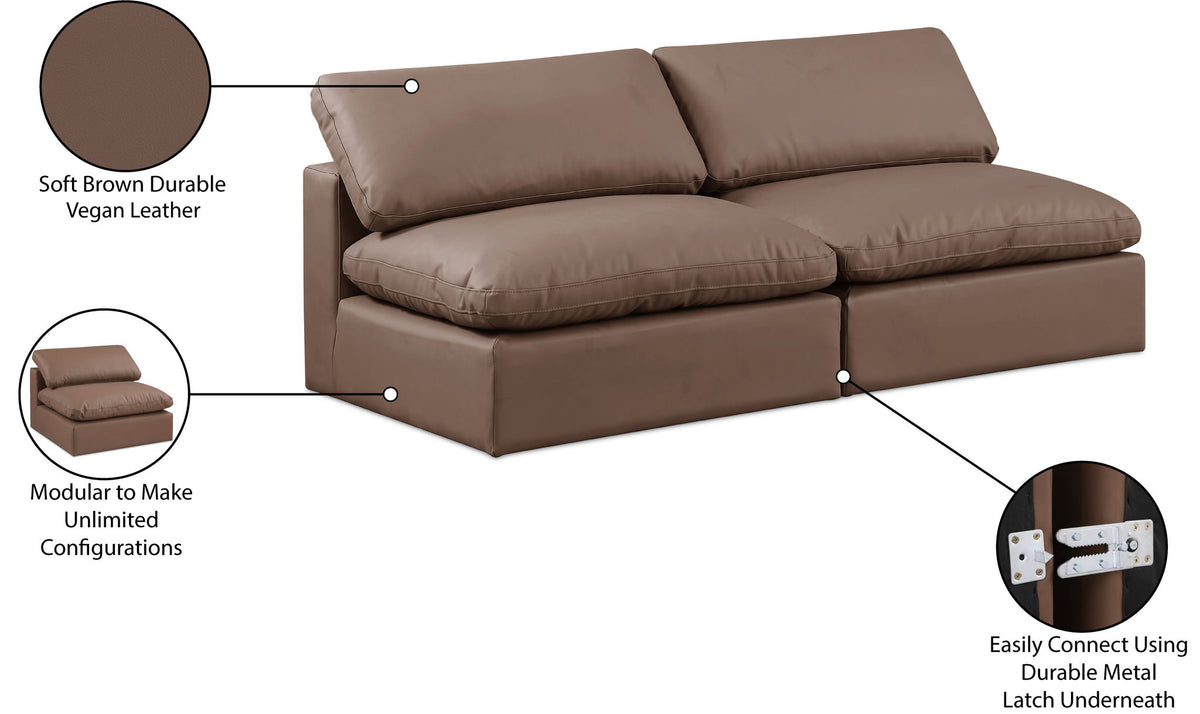 Comfy - Faux Leather Modular Armless Sofa 2 Seats