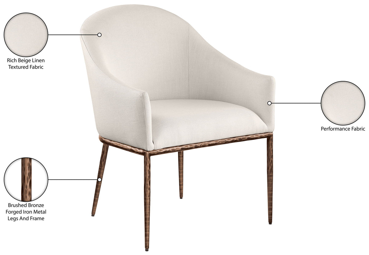 Ferro - Upholstered Dining Arm Chair With Brushed Bronze Legs