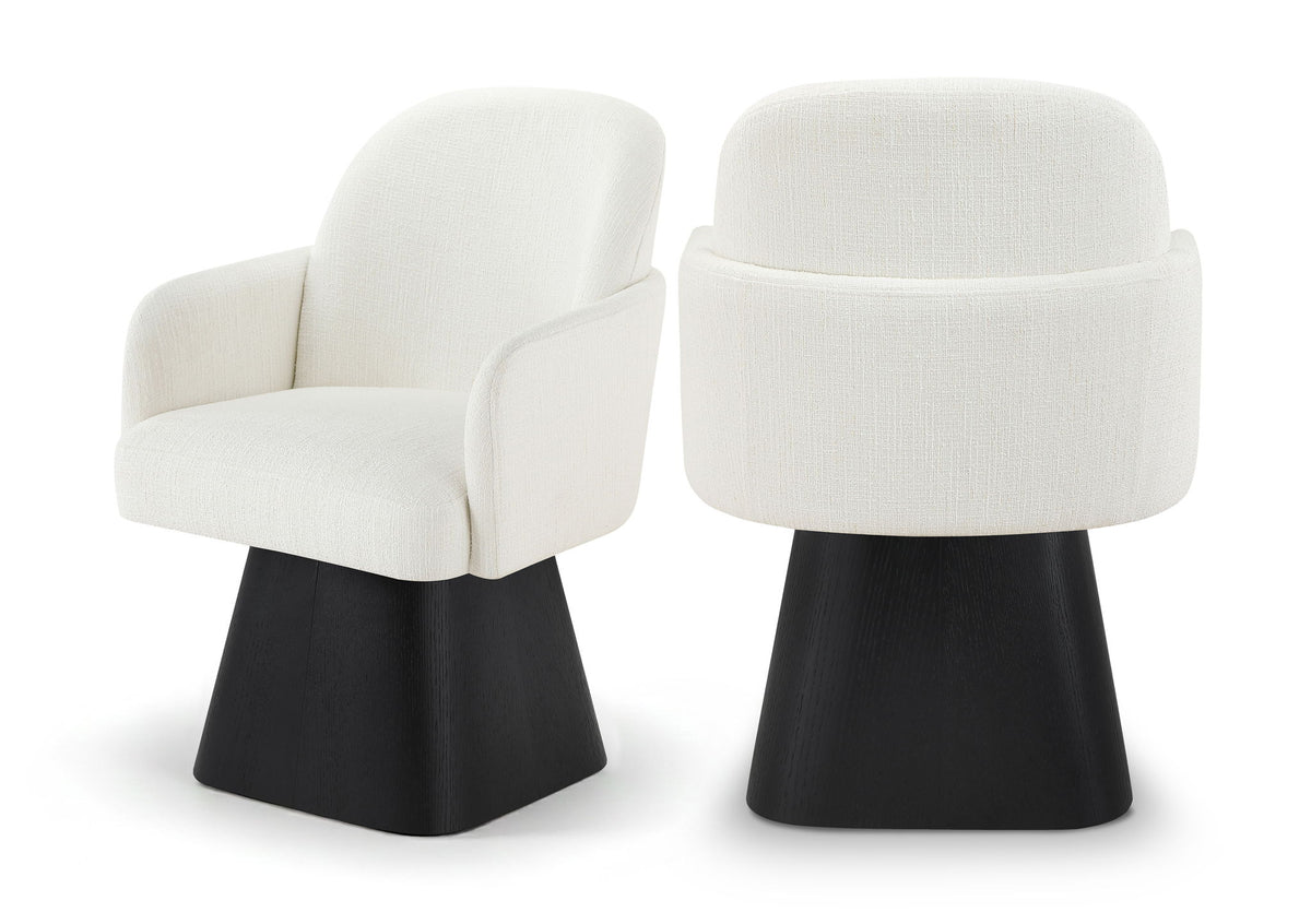 Marlowe - Linen Textured Fabric Upholstered Swivel Dining Arm Chair - Stained Black