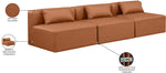 Cube - Modular 3 Piece Armless Sofa - Cognac