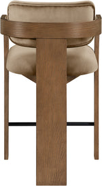 Cedra - Velvet Performance Fabric Upholstered Counter Stool - Brown Frame