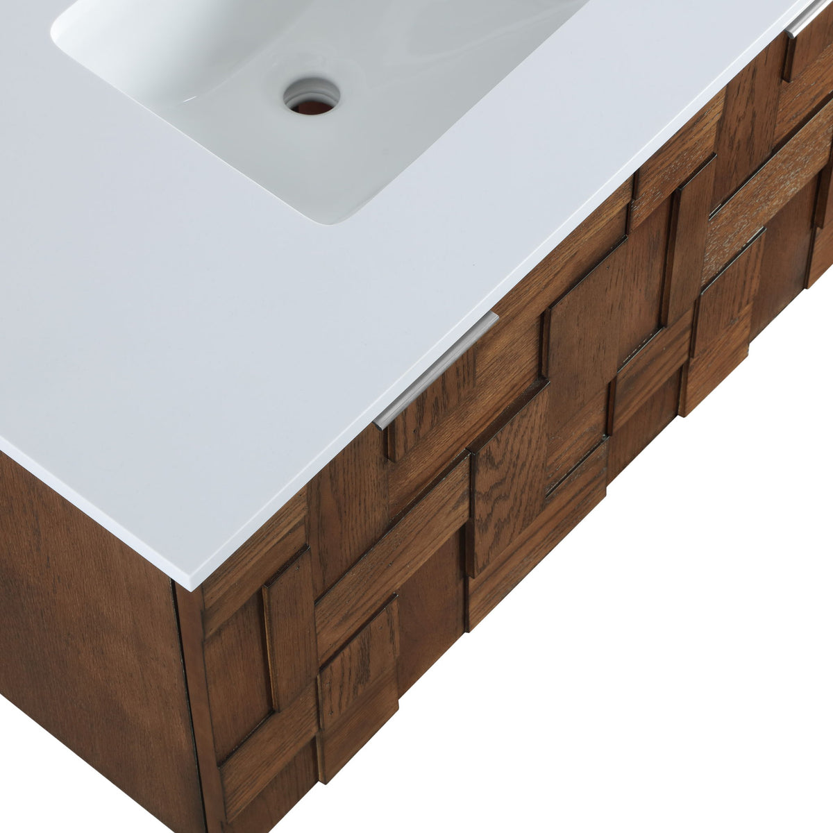 Leonardo - Engineered Stone And Solid Wood 24" Wall Mounted Bathroom Vanity