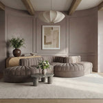 Rummi - Rounded Velvet Performance Fabric Upholstered 5 Piece Modular Sectional
