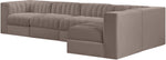 Rummi - Velvet Performance Fabric Upholstered 5 Piece Modular Sectional, L-Shaped (Right)