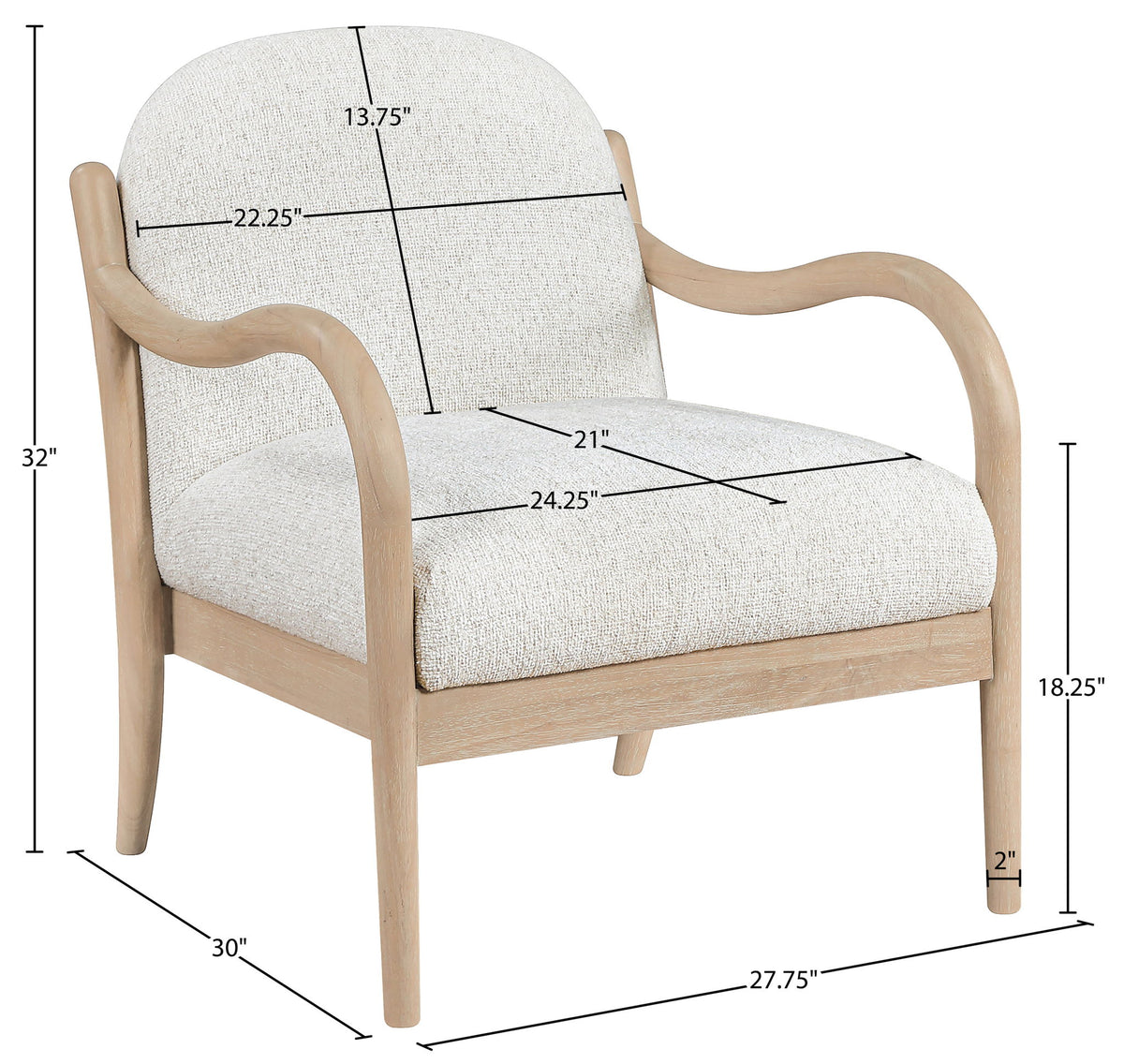 Helmsley - Performance Fabric Upholstered Accent Chair - Cream / Natural