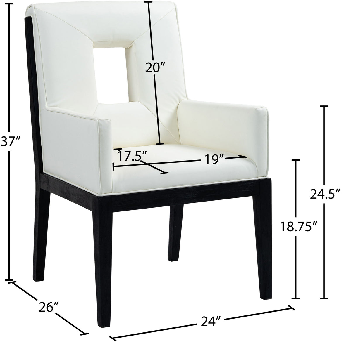Gwendolyn - Faux Leather Dining Arm Chair With Black Frame