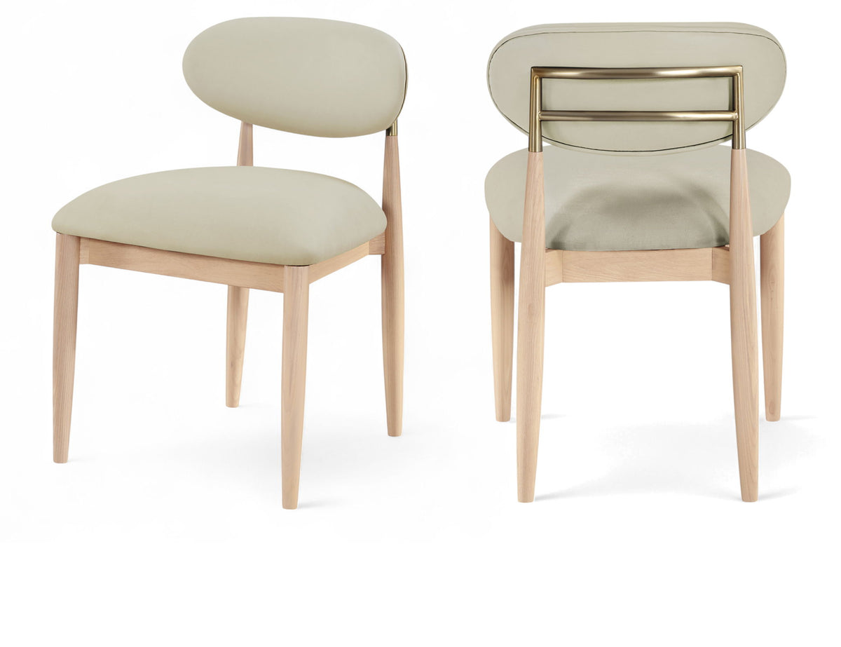 Riccio - Faux Leather Dining Side Chair (Set of 2) - Natural Frame