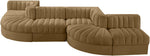 Rummi - Rounded Velvet Performance Fabric Upholstered 6 Piece Modular Sectional